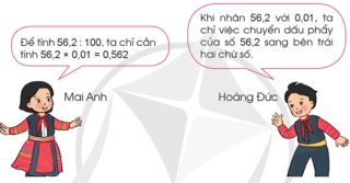 Giải SGK Toán 5, bài 32: Chia một số thập phân cho 10, 100, 1000, … -  Sách Cánh diều